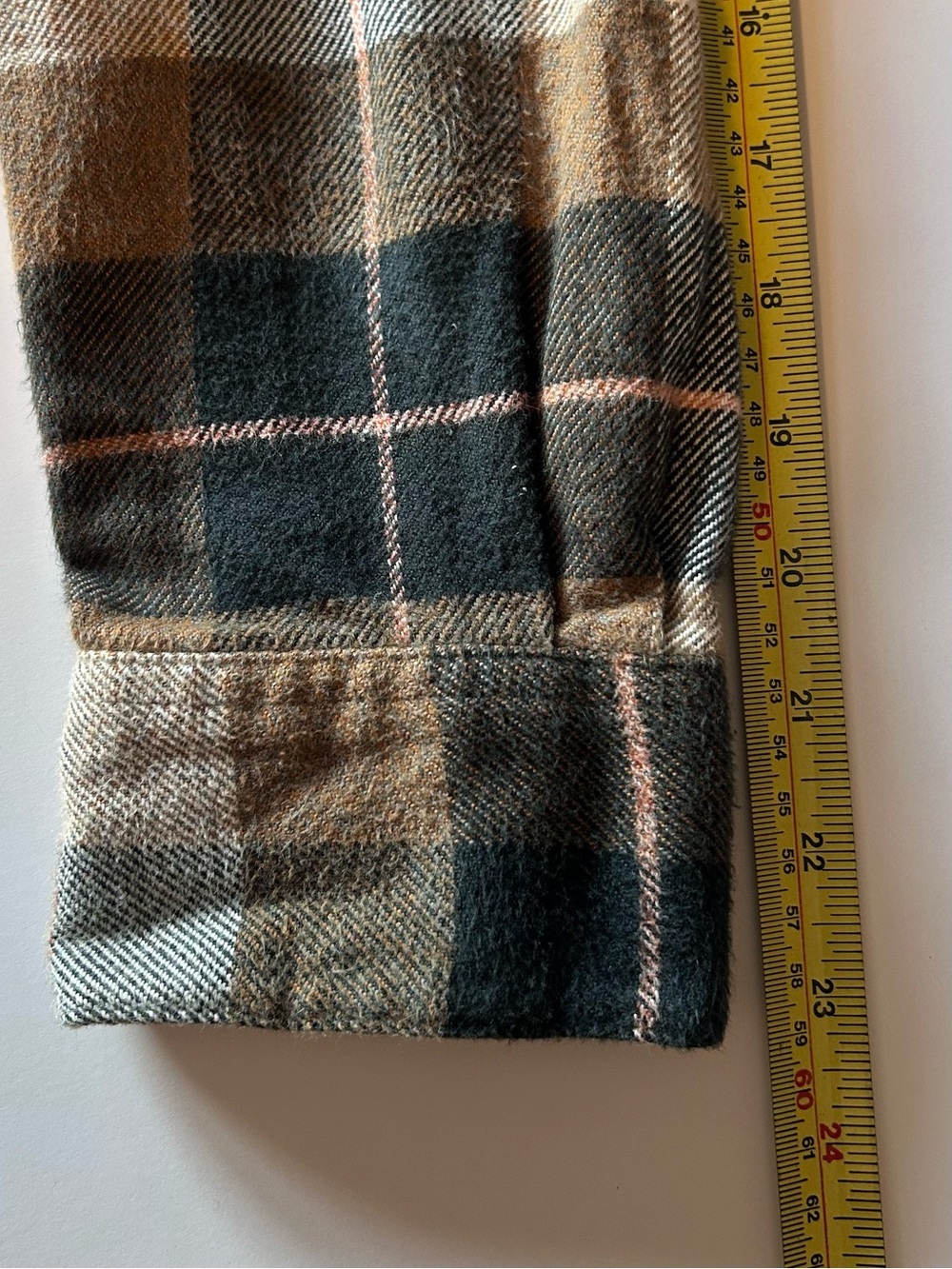 Women’s Plaid Button-Up Flannel Shirt Jacket - Brown/Cream - Picture 10 of 13